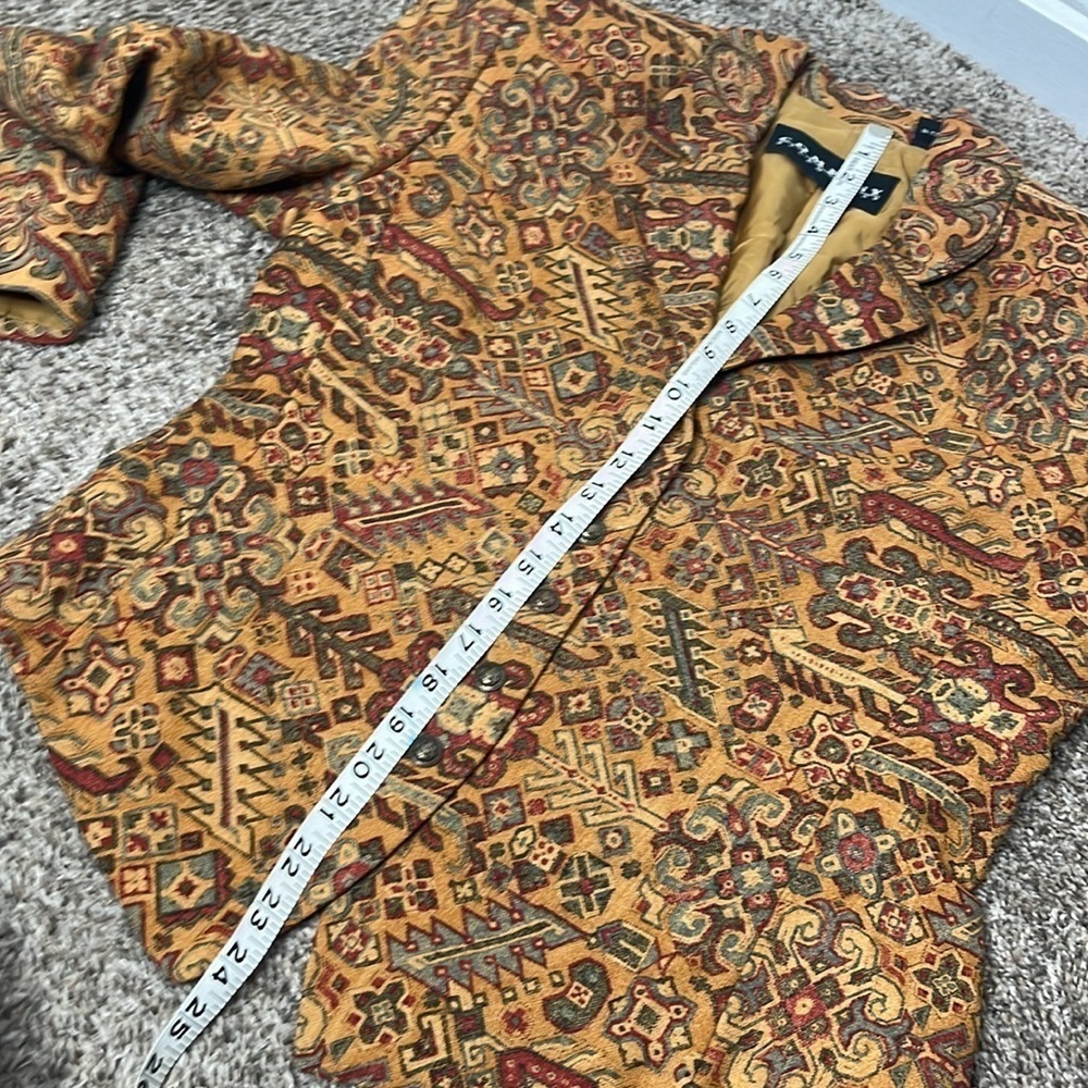 Ellen Tracy Multicolor Patterned Blazer - Mustard, Red, Green Accents - Picture 12 of 15